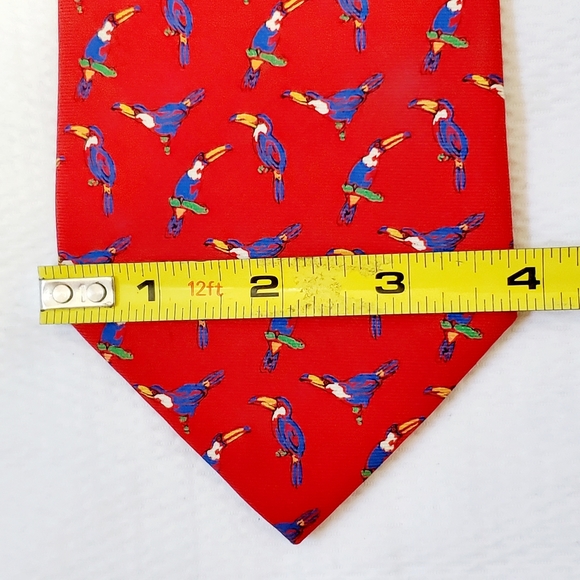 Lauren Ralph Lauren Silk Tie Red Kakadu Print - Picture 9 of 9